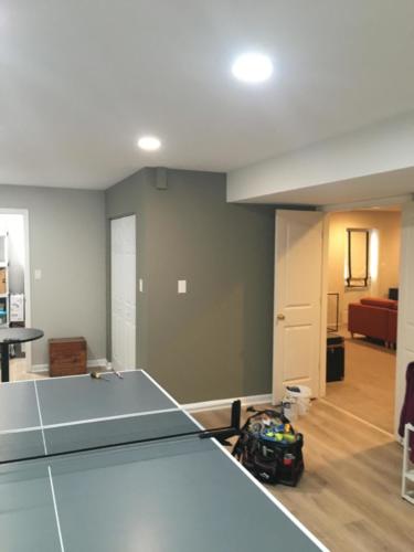 Gray painted room with ping pong table